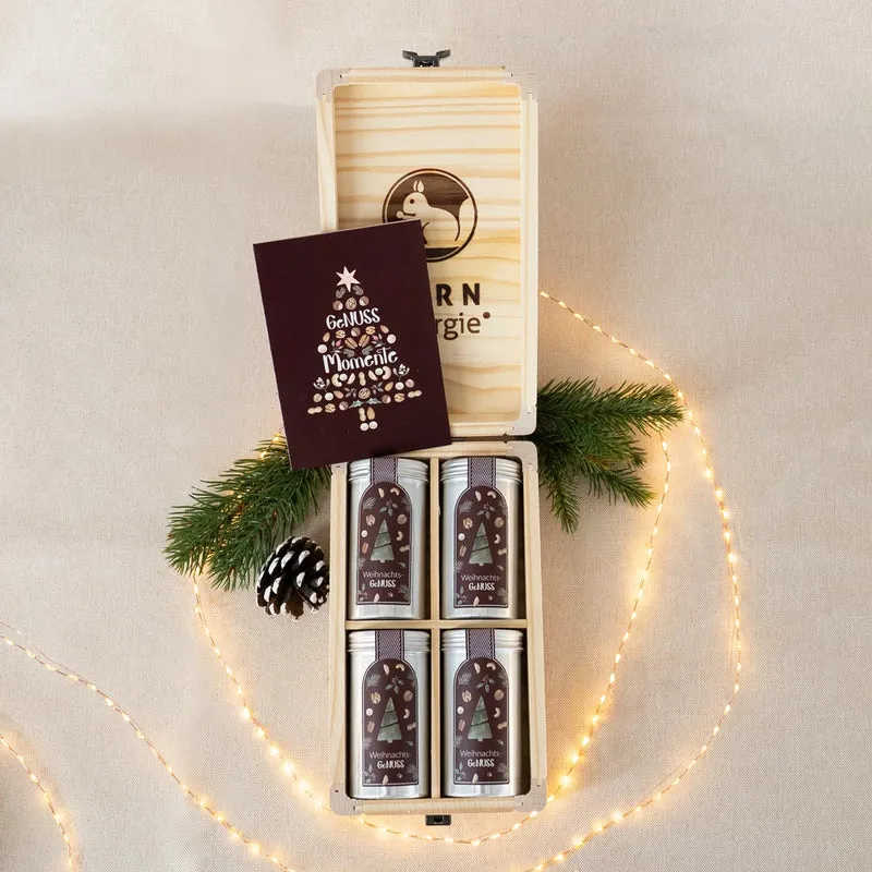 Weihnachtsgeschenk Set - Holzbox small mit Grußkarte
