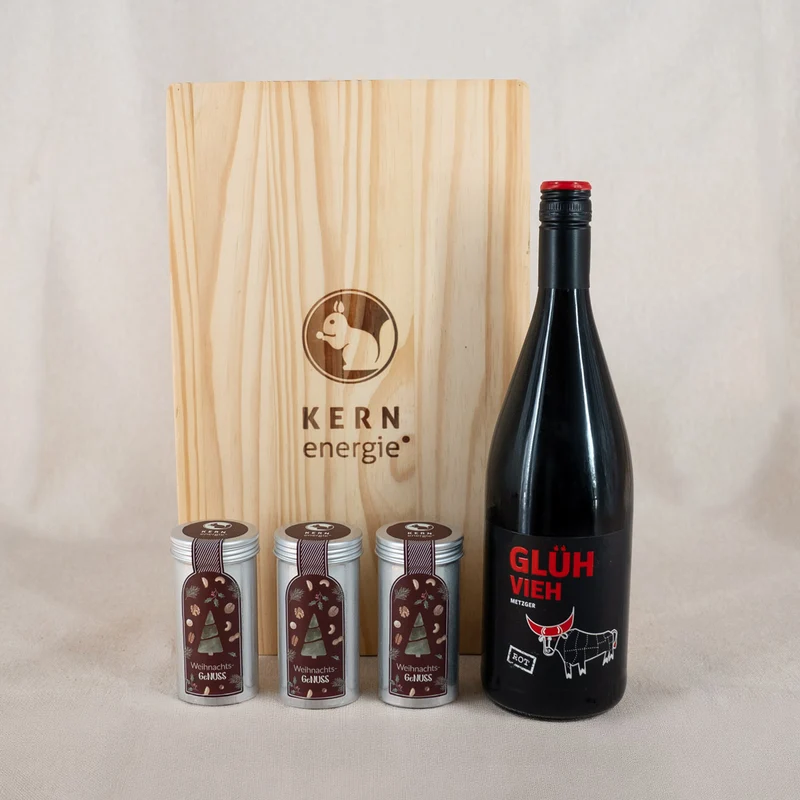 Geschenkset "Glühender GeNUSS" - mit Glühwein & Nüssen und Grußkarte